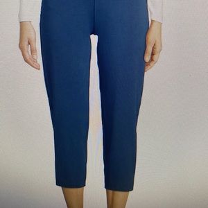 Evening blue stretch cotton jersey fabric.  Wide elastic waistband.size large